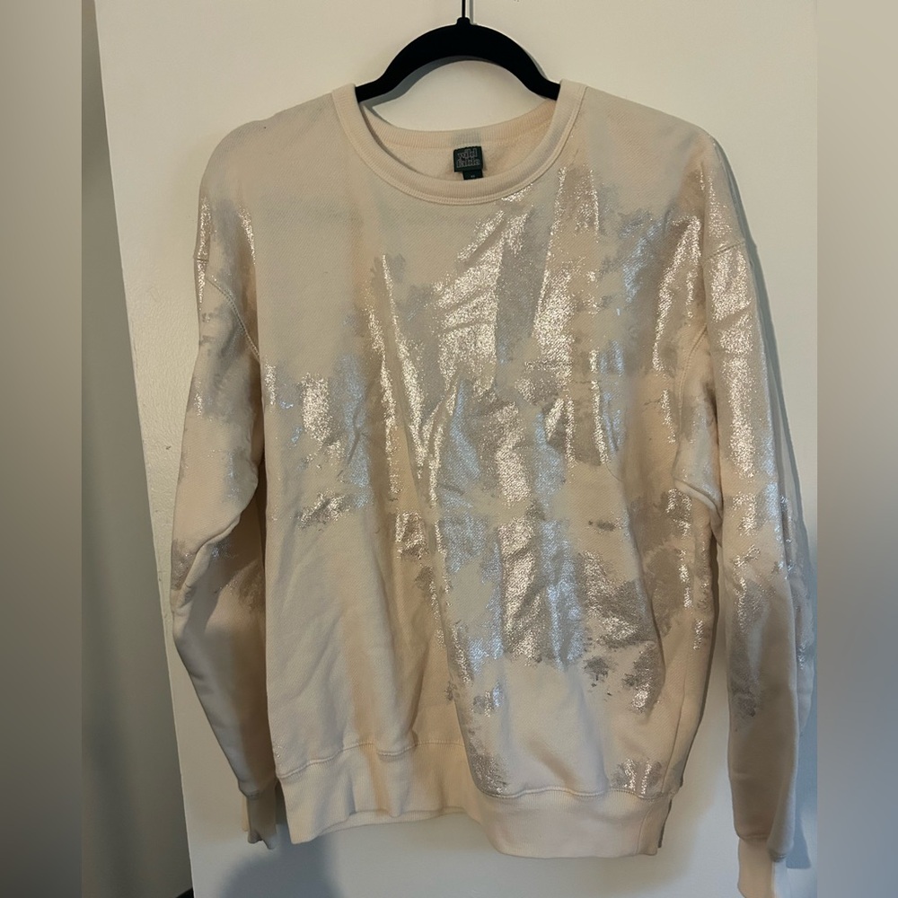 Wild Fable Cream Sweater with Silver Shine Oversized Size XS
